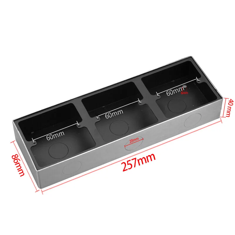 Type 86 Surface Mount Universal Wall Switch Junction Box Stainless Steel Panel Button Metal Box 20mm hole