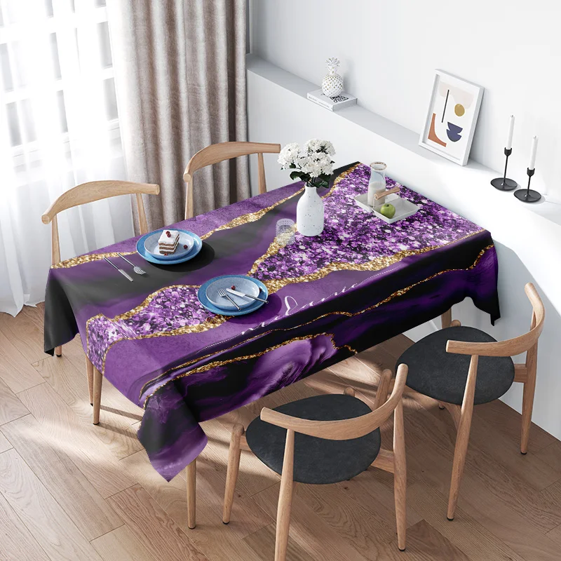 

Роскошная скатерть с дизайном фиолетового золотистого мрамора для декора столовой — идеальная идея подарка (S,M,L,XL)