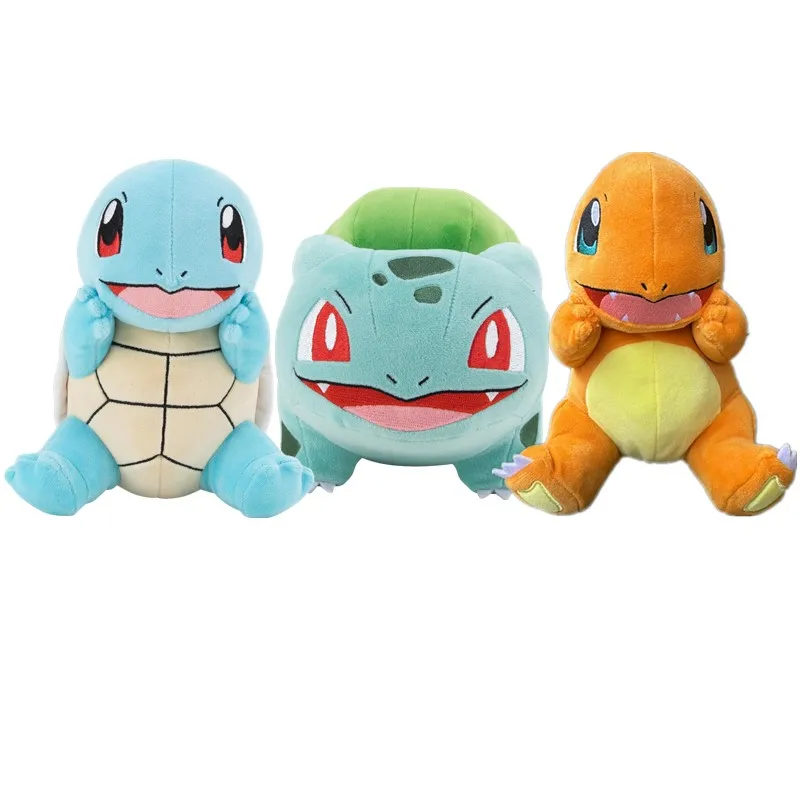 Kawaii Pokemon Plushies Starter 3 Pack Charmander, Squirtle & Bulbasaur Plush Toys Anime Charizard Christmas Gift For Children