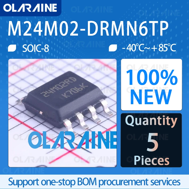 

5Pcs M24M02-DRMN6TP SOIC-8 5.5 V 1 MHz Electrically erasable programmable read-only memory IC chip controller processor