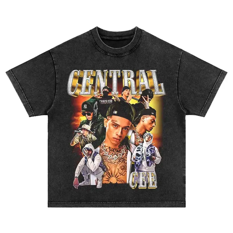 2025 Harajuku Washed T-Shirt Men Touch The Puppy Portrait Hip Hop Vintage Streetwear Printed Oversize Loose Cotton Tshirt Tops