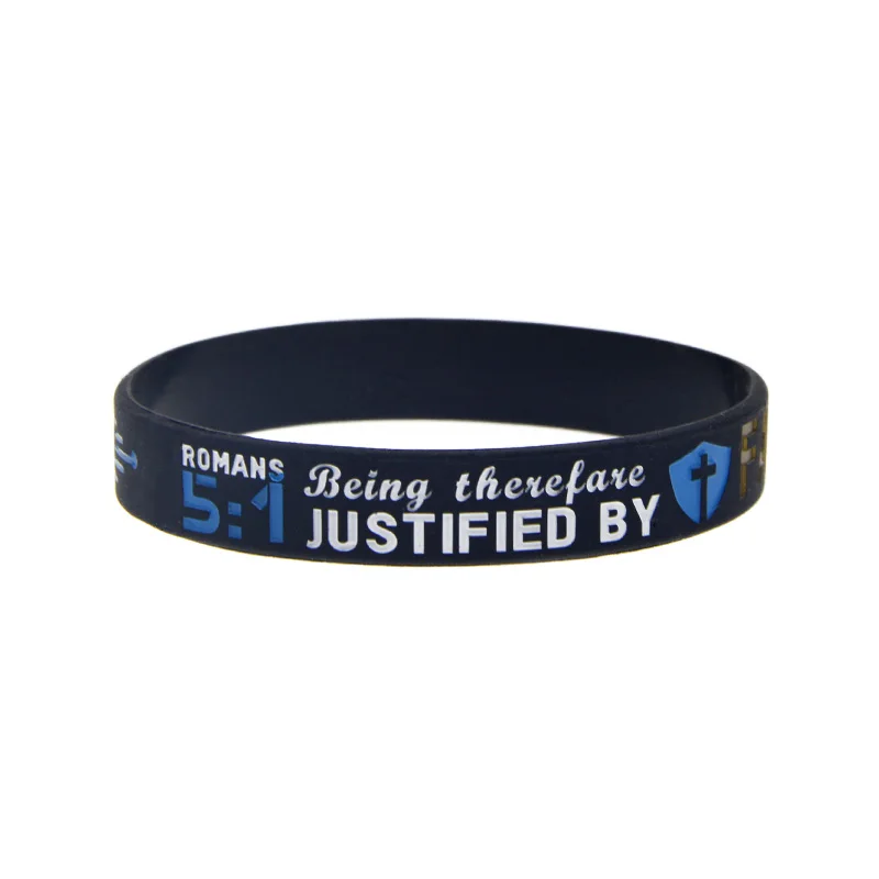 1 PC EPHESIANS 4:7 JOHN 14:27 MATTHEW 21:22 ROMANS 5:1 Silicone Bracelet 1/2 Inch Wide Christian Wristband