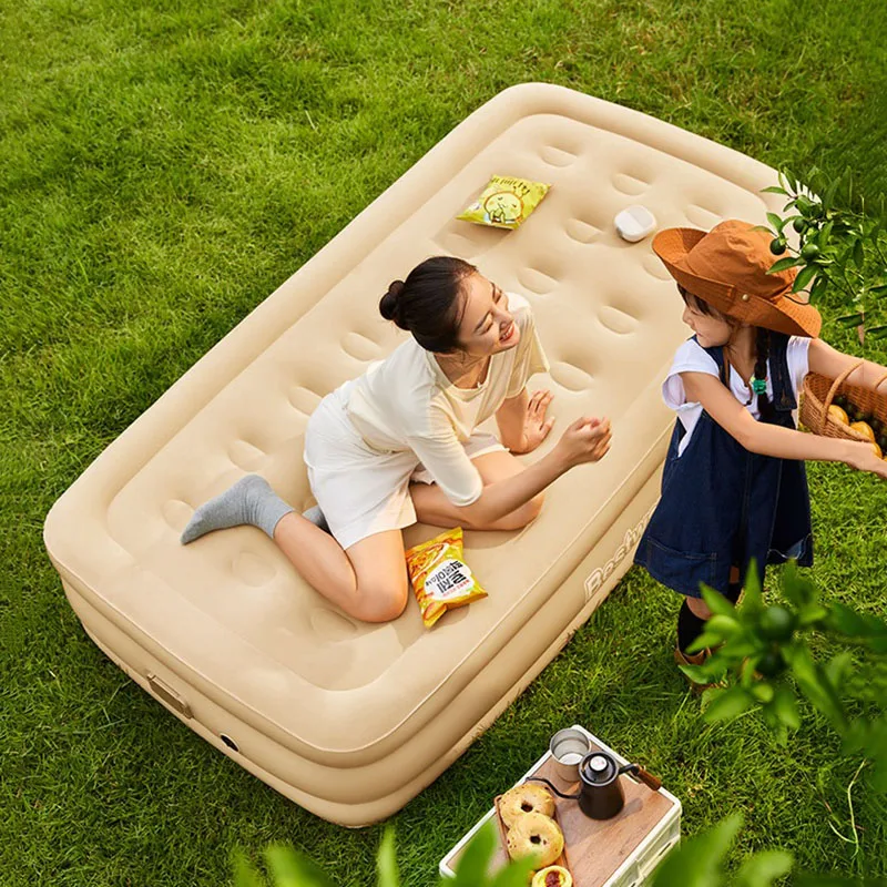 ​Inflatable Guest Bed Dual-Use Floor Mattress Indoor Outdoor Self-Inflating Sleeping Pad For Camping Emergency Compact With Pump