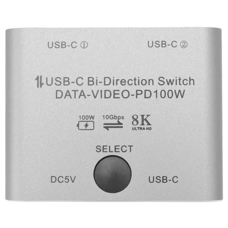 Switch Splitter For 2 Computers Bi Directional USB C KVM Switch 1 In 2 Out For 8K@60Hz/4K@144Hz Video Transfer 10Gbps