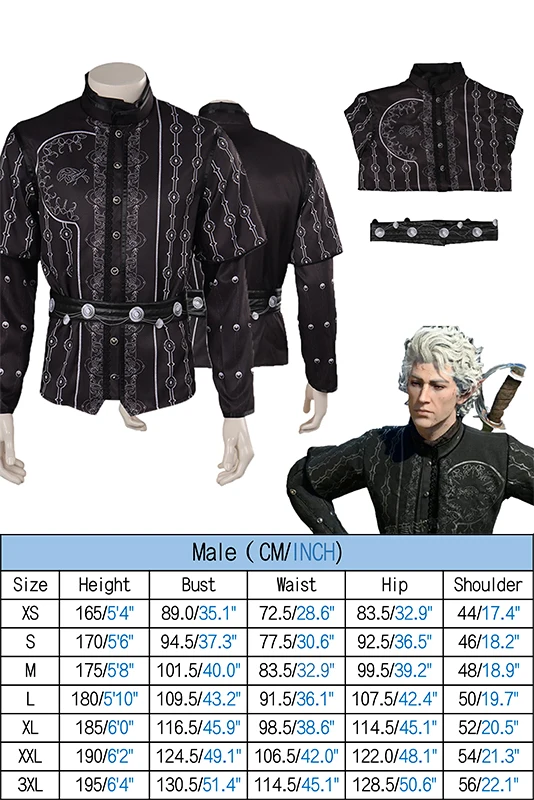 Jeu Baldur Cos Gate Cosy Arion Cosplay Costume, Tenue, Noir, Accessoire Y, Halloween, Carnaval Trempé, Adulte, Homme