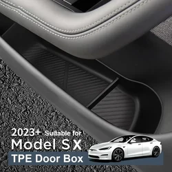 For Tesla NEW Model S X 2023 2024 Door Side Storage Box TPE Front Rear Door Handle Organizer Tidying Car Door Slot Accessories