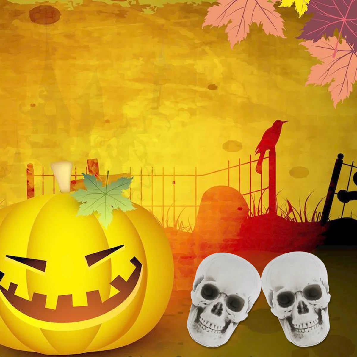 

6 шт., пластиковый реквизит для Хэллоуина с изображением черепа, набор ужасов, декор для косплея, маскарада, фестиваля, аксессуары