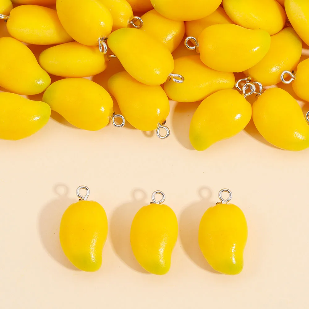 10Pcs Cute Small Fruit Resin Charms Simulated 3D Mango Pendant For Earrings Keychains DIY Kids Women Fashion Jewelry Making