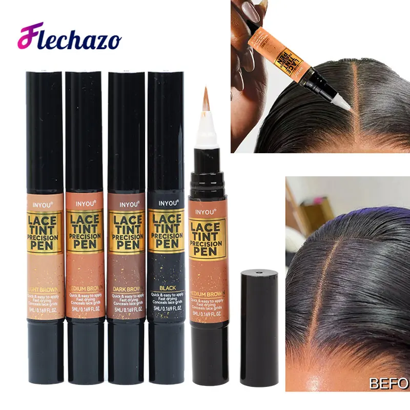 Lace Tint Precision Pen 1Pcs Wig Lace Dyeing Pen 5Ml Lace Wig Tint Stick Lace Dye Pen Natural Hairline Blending Pen Black Brown