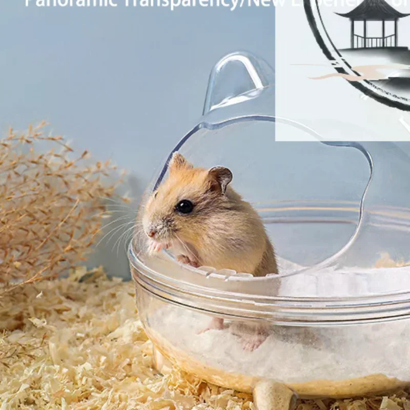 Hamster transparente banheiro pequeno animal de estimação areia banho gaiola grande capacidade evitar respingo banho transparente chuveiro acessórios