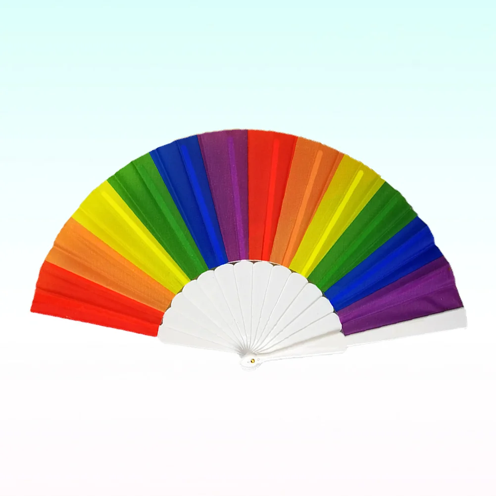 Decor The Gift Pride Folding Fans Beautiful Colorful Decorations Portable Rainbow Bamboo Wooden Man