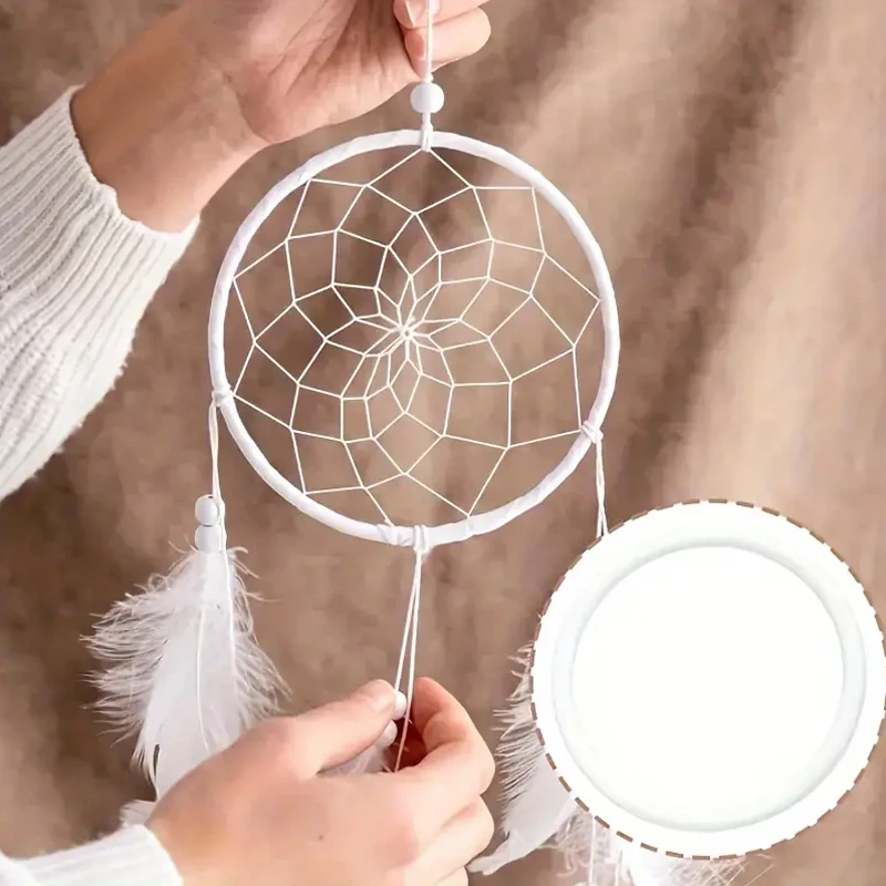 10pcs White Plastic Dream Catcher Wrapping Circle 6/8.5/10/13cm DIY Handmade Wind Chimes Floral Wreath Hoops Material Accessory