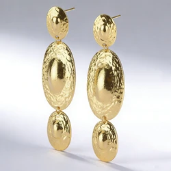 2026 New Fashion Golden Oval Shape Metal Dangle Earrings Women Vintage Punk Indian Statement Large Long Hanging Earrings Jewelry