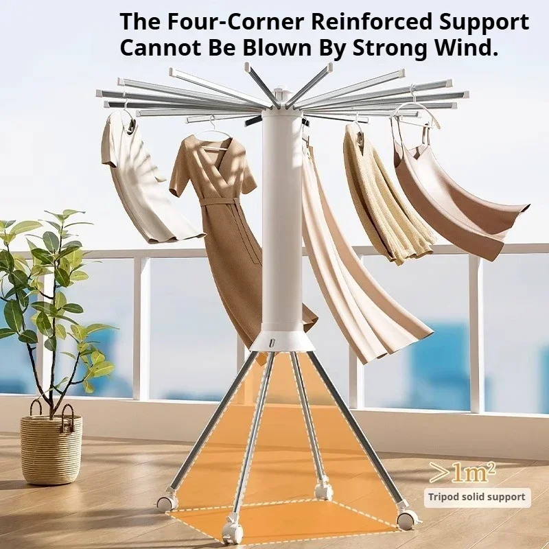 Tenro plegable para ropa, tipo pulpo,  pie, para balcón, secado  ropa, varilla  secado giratoria portátil, secador