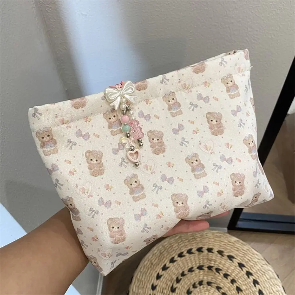 

Cute Large Capacity Cosmetic Bag Bear Canvas Coin Purse Headphone Bag