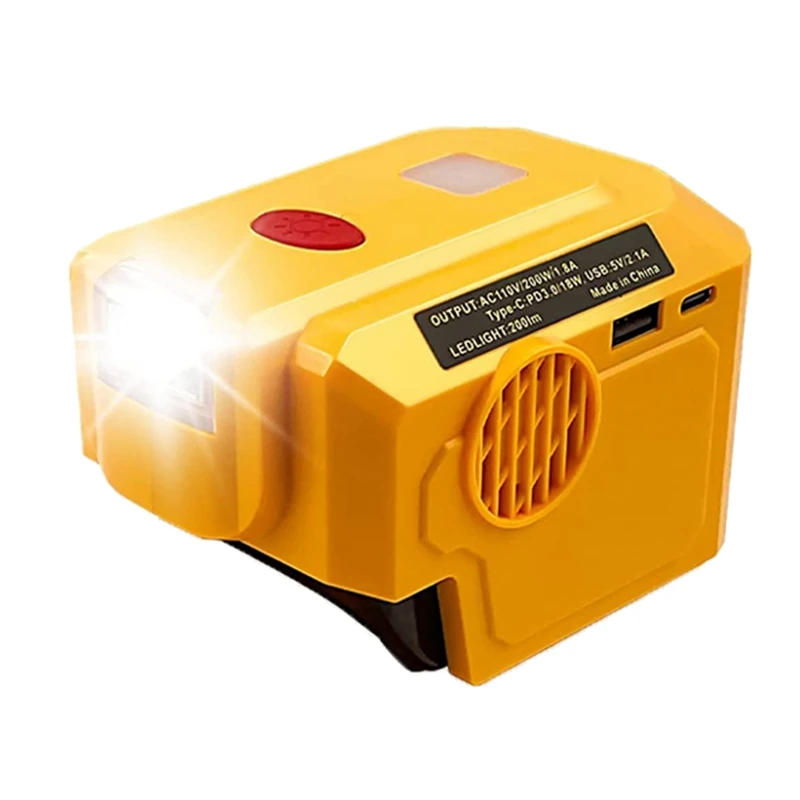 

200W Power Supply Inverter For Dewalt 18V 20V Lithium Battery, DC 20V To AC 120V Modifined Sine Wave Power Inverter