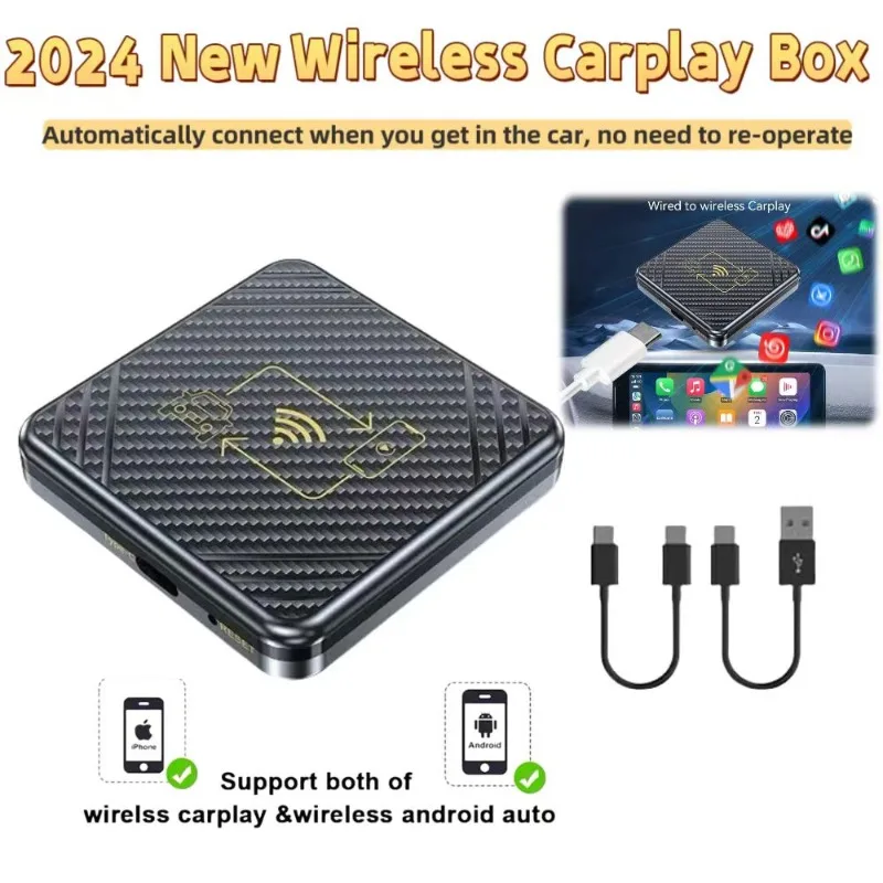 WirelessCarplaybox Android Auto 2-in-1 Bluetooth 5.0 Connessione attiva Schermo adattivo Adattatore wireless Android Auto intelligente