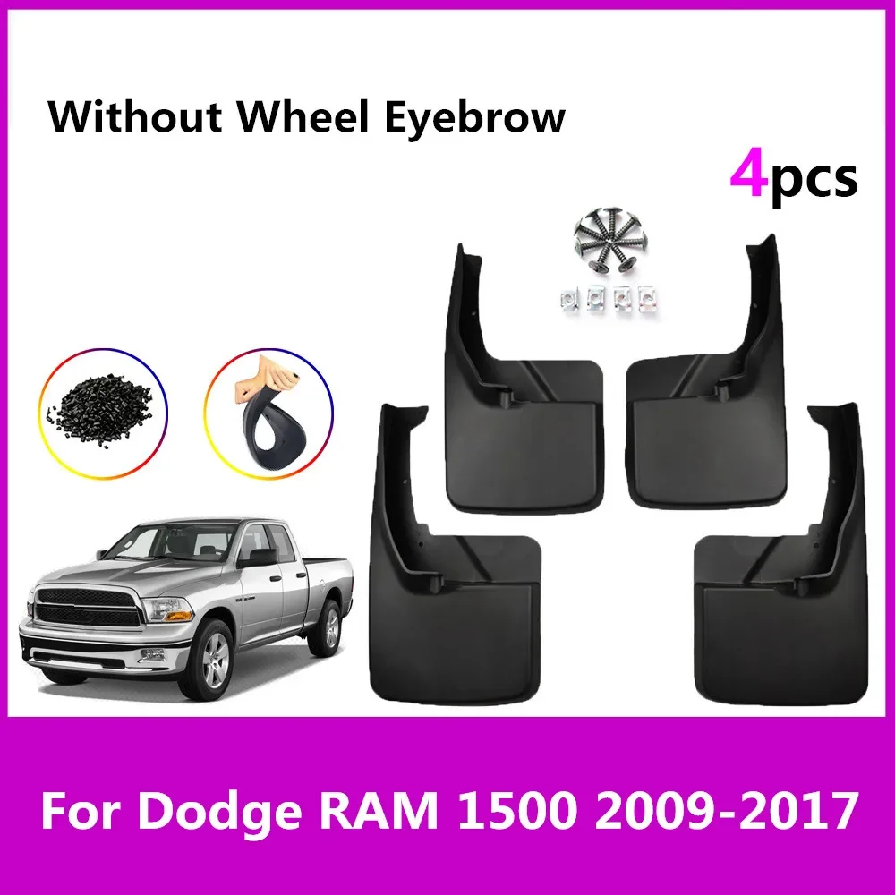 4Pcs/Set Splash Guards Mud Flaps Mud Fender Mudguard Flares Flap Splash Mud Without Wheel Eyebrow For Dodge RAM 1500 2009-2017