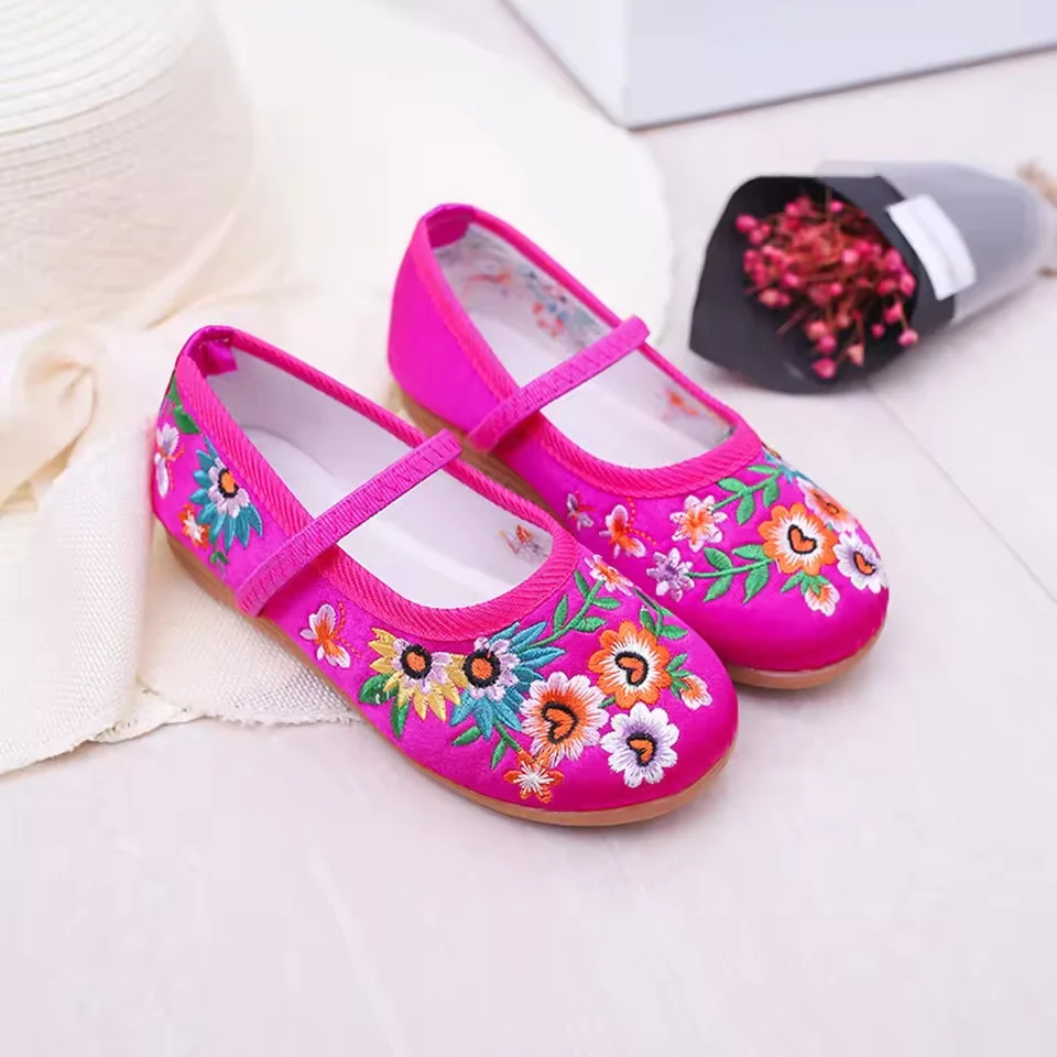 

2025 New Vintage Flats Shoes For Girls Birthday Carnival Party Mermaid Cosplay Shoes Kids Comfortable Embroidery Princess Shoes