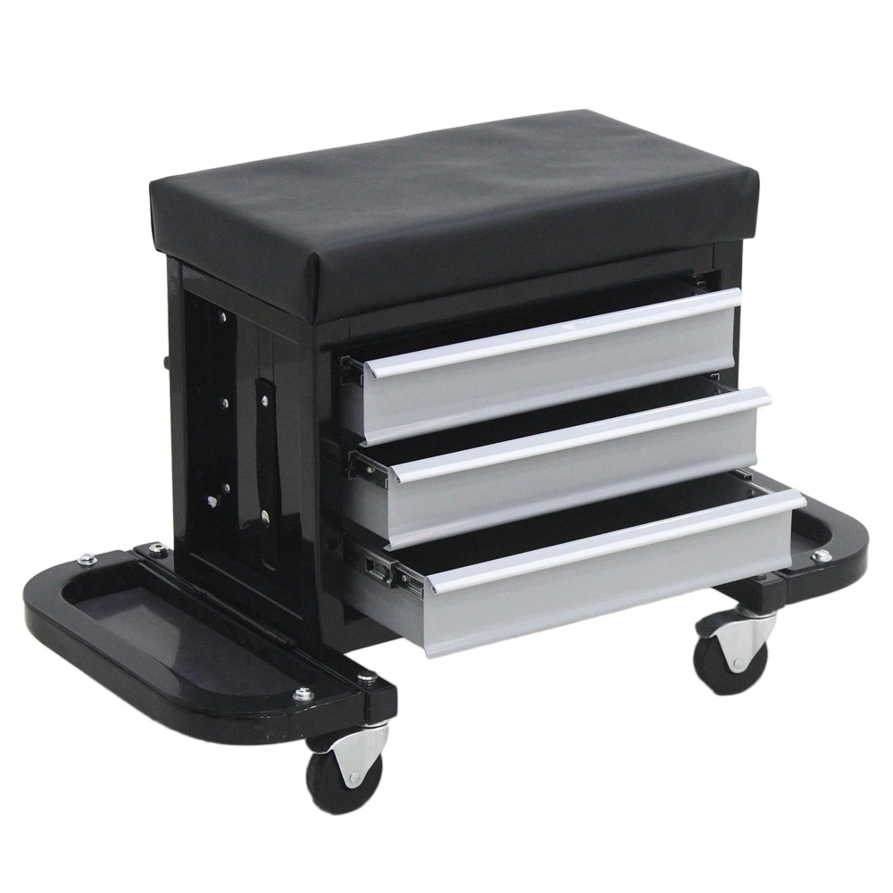 3 Drawers Heavy Duty Mechanic Roller Seat Car Repair Creeper Seat Stool for Auto Car Repair