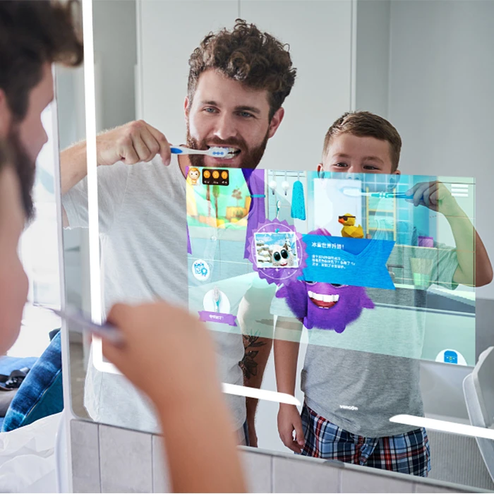 VERCON-Miroir de Salle de Bain Intelligent, avec Écran Tactile LCD de 21.5 Pouces, Système Android, Prix en Verre