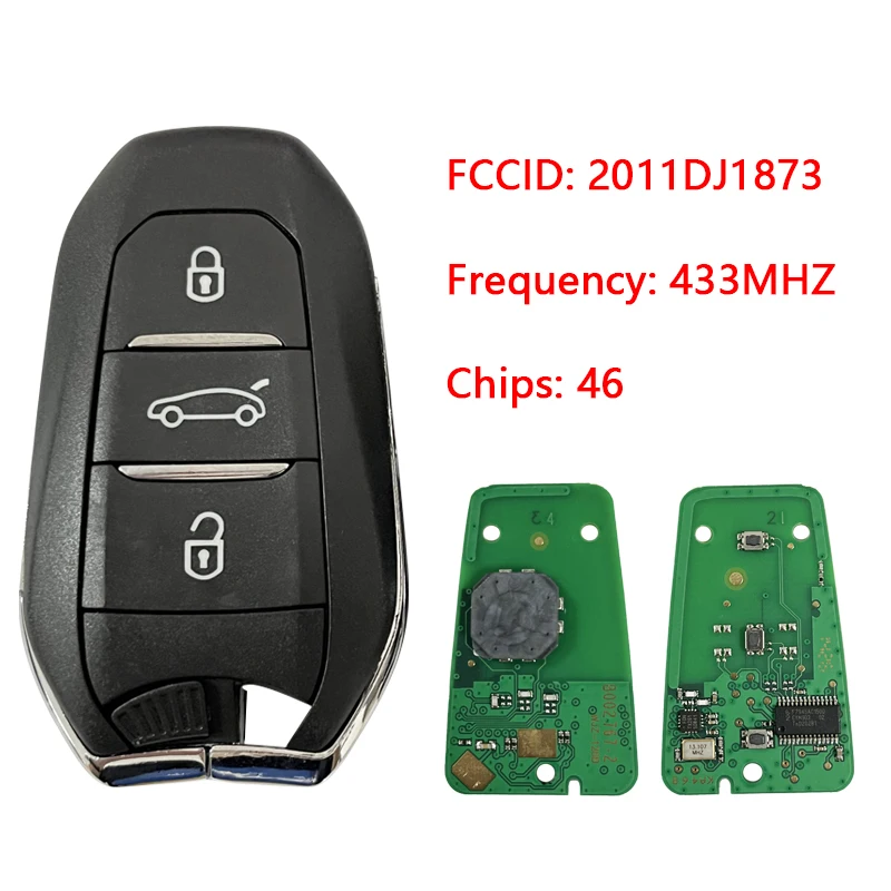 

CN009029 Aftermarket 3 Button Smart Card Remote 433.92Mhz PCF7945Chip Keyless go Smart Key for Peugeot 508 2011DJ1873