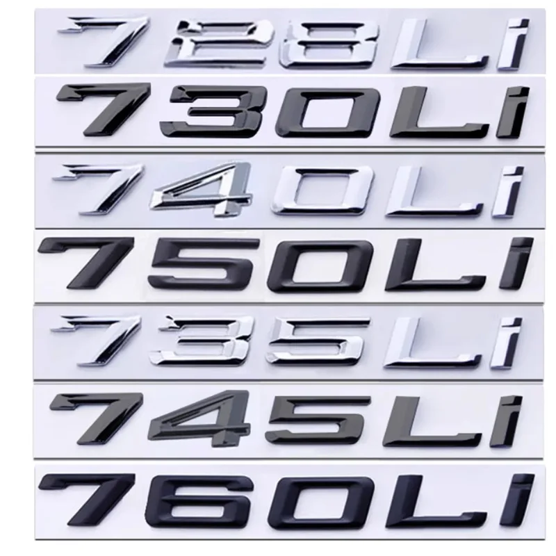 

Old Font Numbers Letters 730Li 735Li 740Li 745Li 750Li 760Li Top ABS Emblem for 7 Series Car Trunk Nameplate Logo Sticker