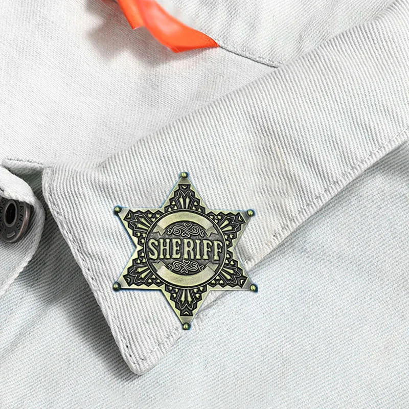 ستة وأشار ستار الشرطة بروش شريف شارة بروش سترة شارة دبوس للنساء الرجال التلبيب دبابيس مجوهرات اكسسوارات