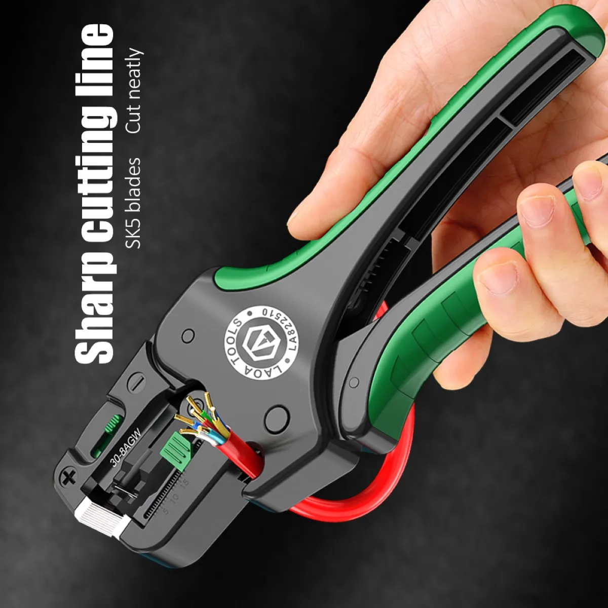 

LAOA Fast Wire Stripping Pliers Adjustable 2-20mm AWG 30-8 (0.05-10mm²) Wire Stripper Tool with Clamping Tooth