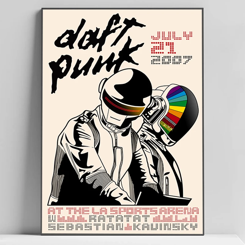 French Electronic Music Band Daft Punk Poster Decorative Paintings Office Decoration Room Decor Painting on Canvas Art Home Wall