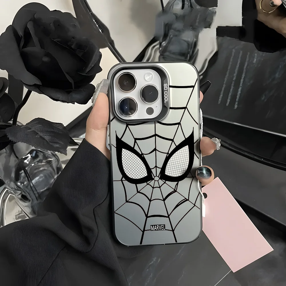 

Spider Man Black Cool Spider Web Phone Case For IPhone 16 15 14 13 12 11 Pro Max White Ultra-thin Soft Candy Abrazine Funda