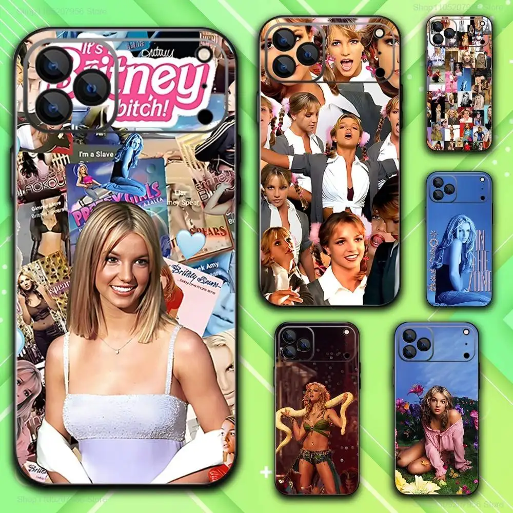 

B-Britney Singer SpearsS Black Soft Skin-friendly For iPhone 17,16,15,14,13,12,11,Plus,E,Air,Pro,Max,Mini Phone Case