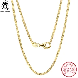 ORSA JEWELS Real 14K Solid Diamond Cut 1.35/2.2mm Cuban Link Chain Necklace for Women AU585 Women's Neck Chain Jewelry GC04