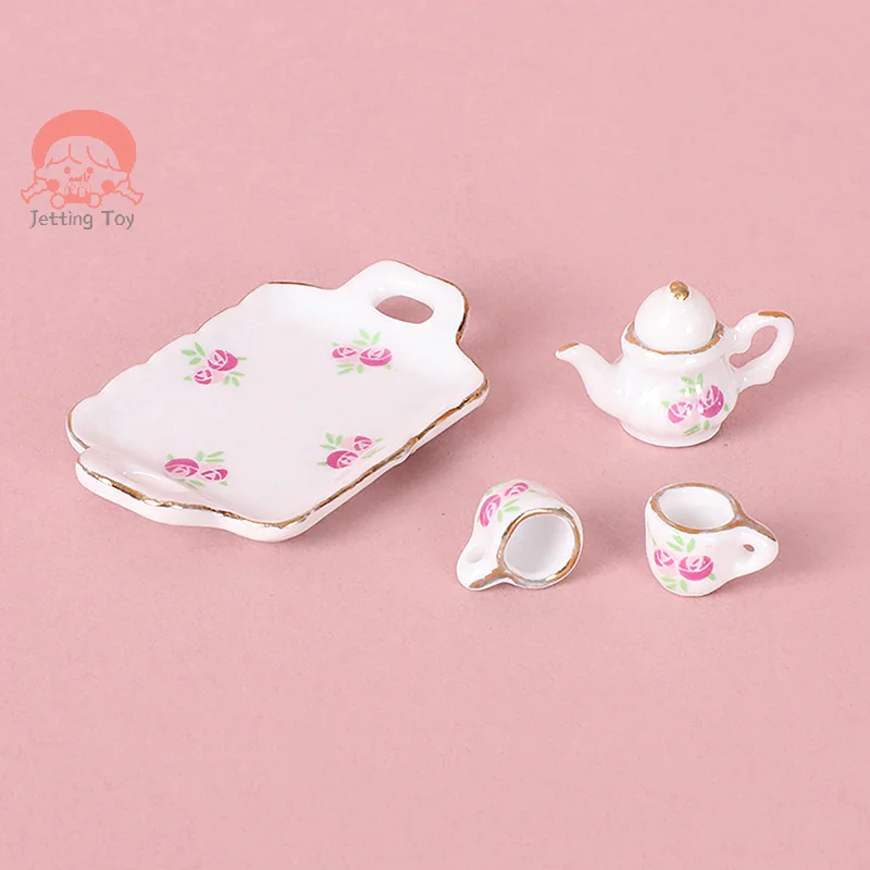 1Set Doll House Simulation Mini Teapot Teacup Accessories Model Home Scene Mini Decoration