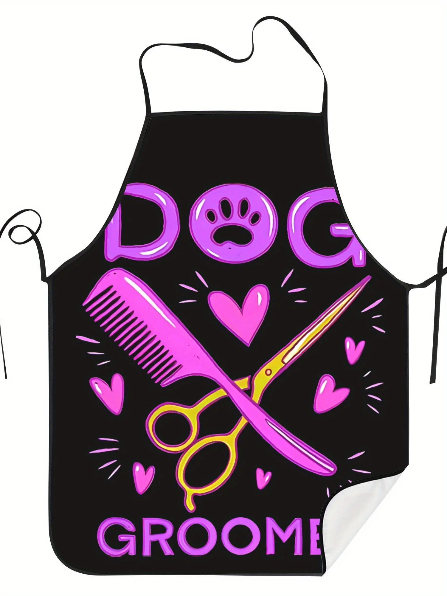 Unisex Dog Grooming and Hairdressing Printed Apron for Men and Women Professional Art Cooking Apron