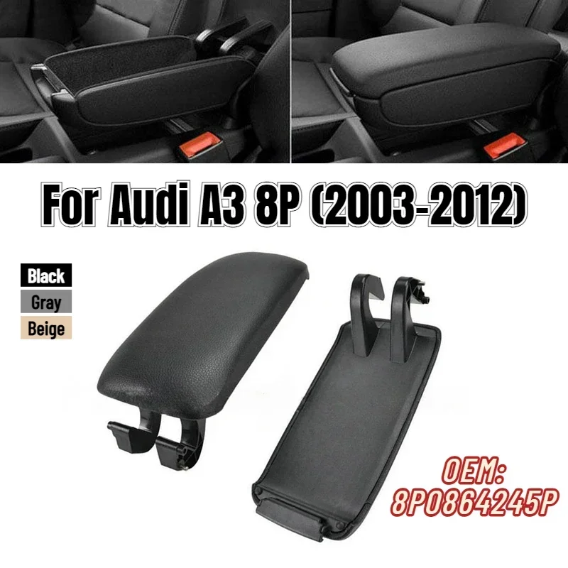 

Black Leather Car Armrest Center Console PU Leather Lid for Audi A3 8P 2003-2012 Arm Rest Replacement Auto Accessories