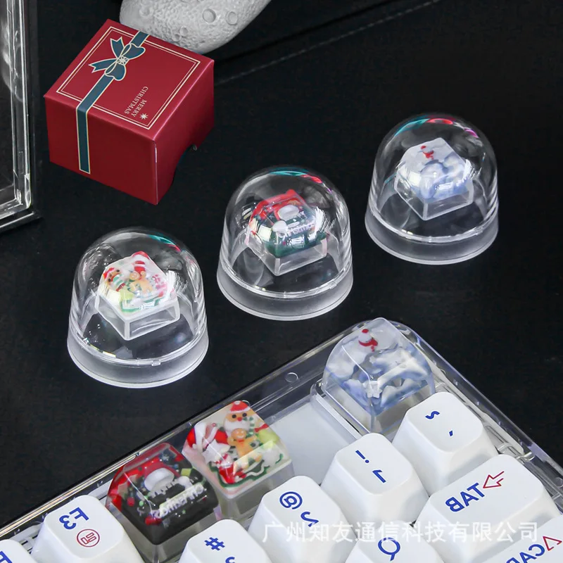 

Christmas Gift Cute Transparent Resin Mechanical Keyboard Keycaps DIY Supplemental Customization Computer Office Equipment