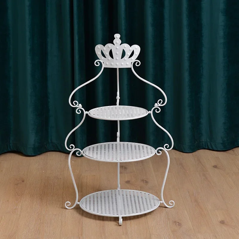 Crown wrought iron cake shelf birthday wedding multi-layer dessert table creative tray wedding display stand