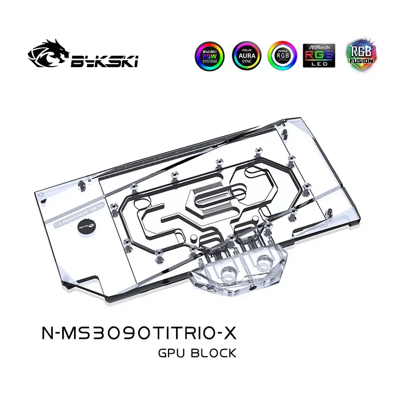 Bykski-GPU Water Block Use para MSI, RTX, 3090TI, GAMING X, TRIO, SUPRIM X, placa de vídeo 24G, radiador acrílico de cobre, N-MS3090TitriO-X