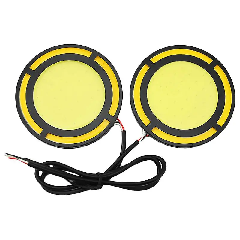 

2pcs Car Yellow+white Cob Led Drl Lamp Daytime Running Fog Light