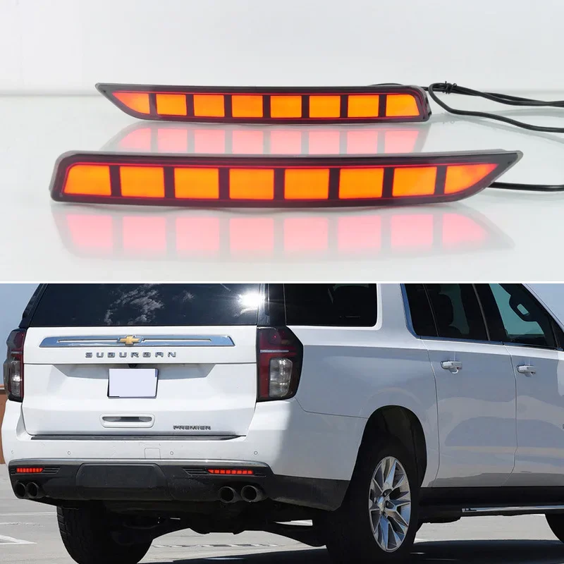 LED Rear Bumper Light For Chevrolet Suburban 2020-2023 3-in-1 Functions Rear Running Light + Brake + Turn Signal Reflector