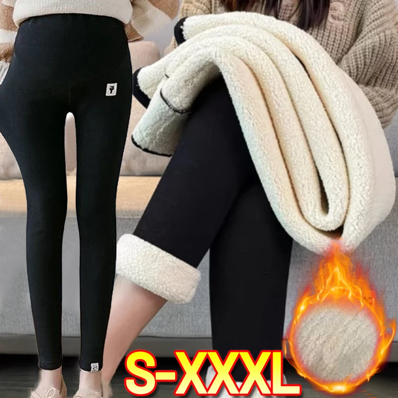 

Женские зимние утепленные теплые леггинсы, кашемировые флисовые термоэластичные колготки с высокой талией, теплые брюки, тонкие бархатные леггинсы