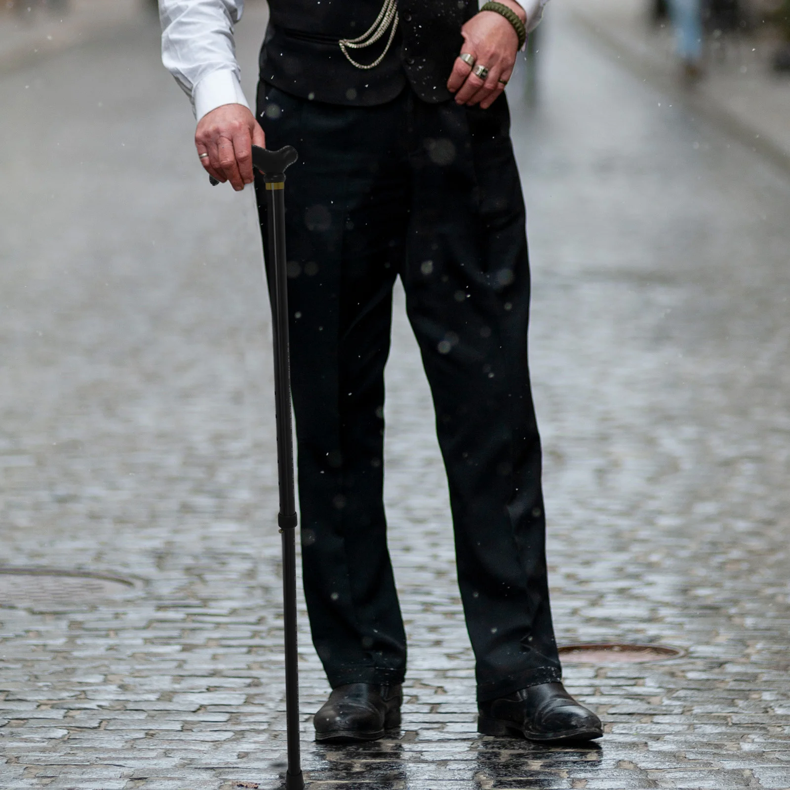 

Adjustable Walking Cane For Seniors Two-Section Aluminum Alloy Lightweight Foldable Stick Anti-Slip Support Outdoor Hiking