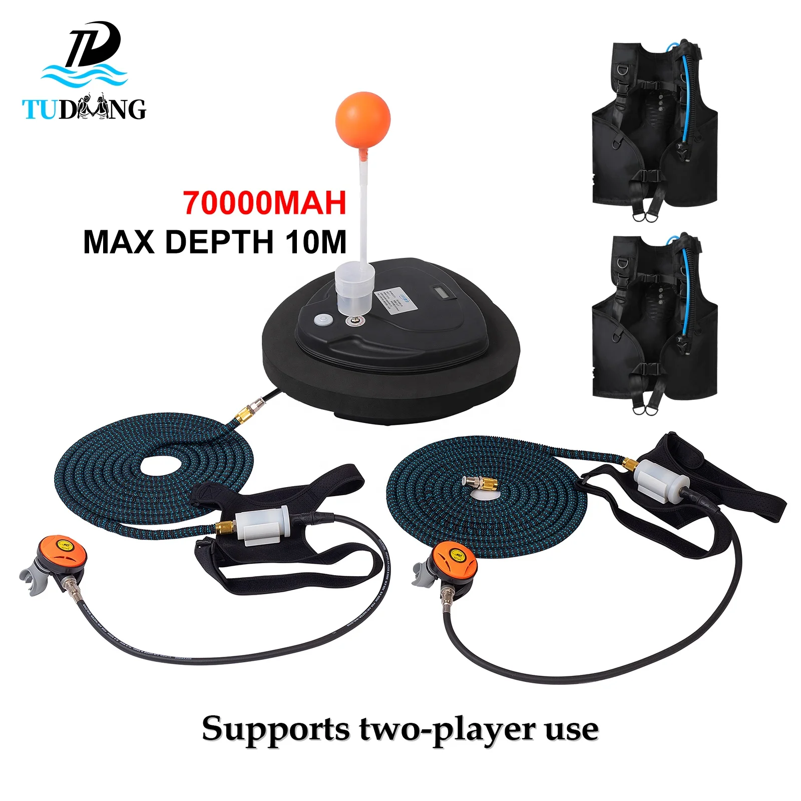 Z500 52L/Min 10M BCD Two Player Swim Underwater Freediving Snorkeling Fishing Breath Respirator Scuba Diving Ventilator