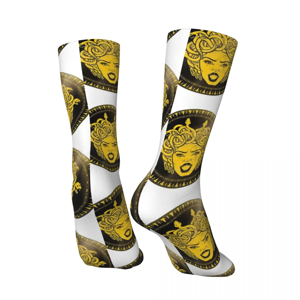 Crazy compression Sock for Men Medusa Gorgon Hip Hop Harajuku Greek Mythology Happy Seamless Pattern Printed Boys Crew Sock