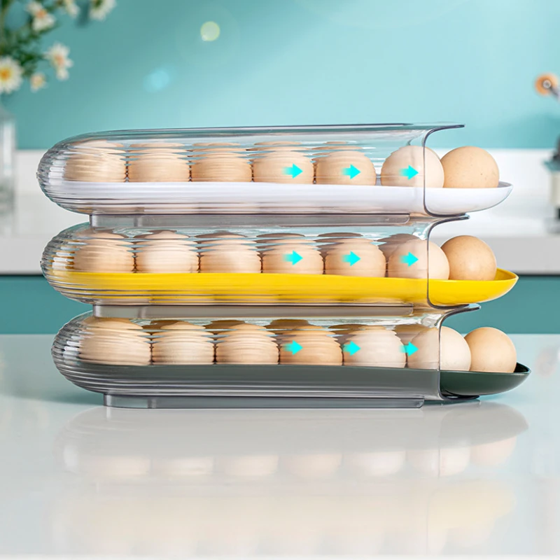 Large Capacity Egg Holder For Refrigerator-Fresh Storage Box Fridge, Egg Storage Container Organizer Bin,Clear Plastic Egg Tray