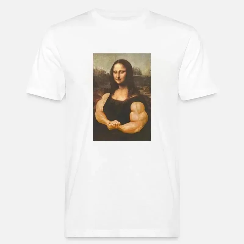 Funny Mona Lisa Bodybuilding T Shirt Muscles Gym Parody Hilarious Painting Casual Graphic Tshirts Camise Fashion Short-sleev Tee