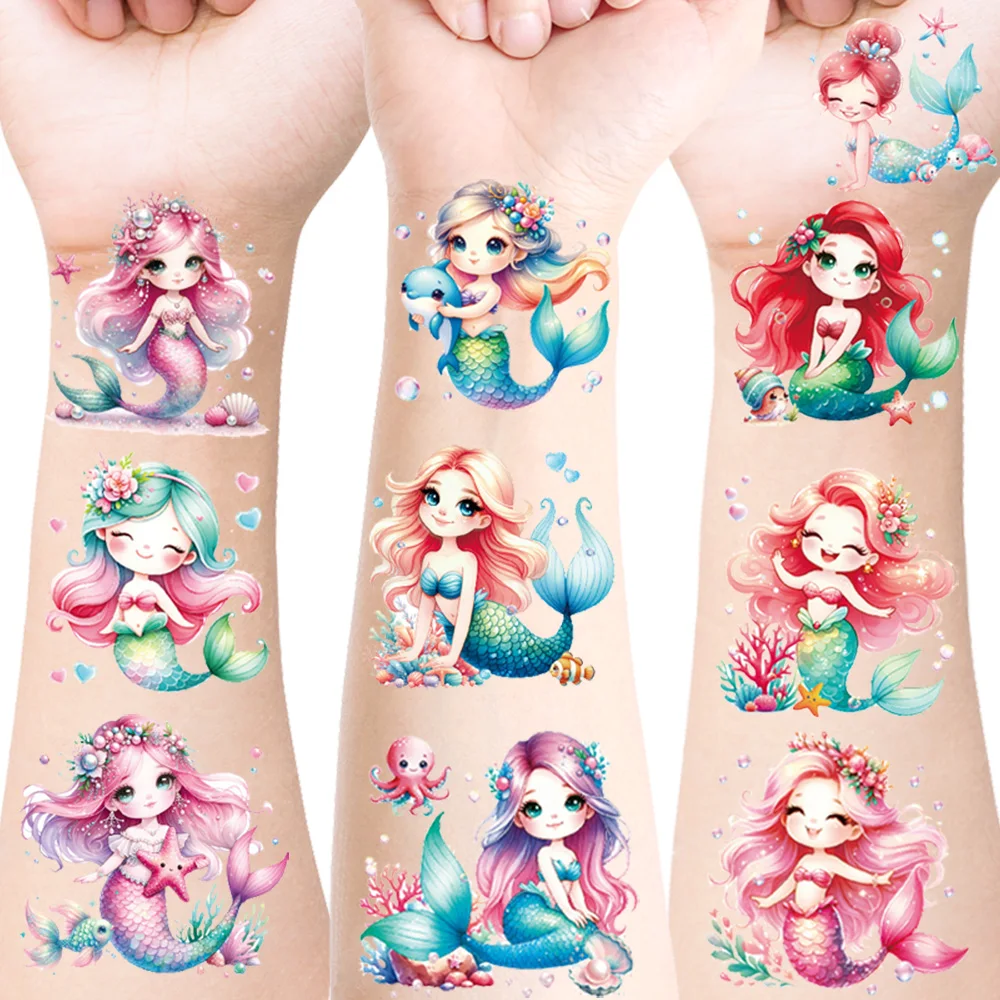 20 Sheets Mermaid Temporary Tattoos, Seaside Beach Mermaid Parties Favors, Ideal for Slumber & Birthday Party Supplies Decor