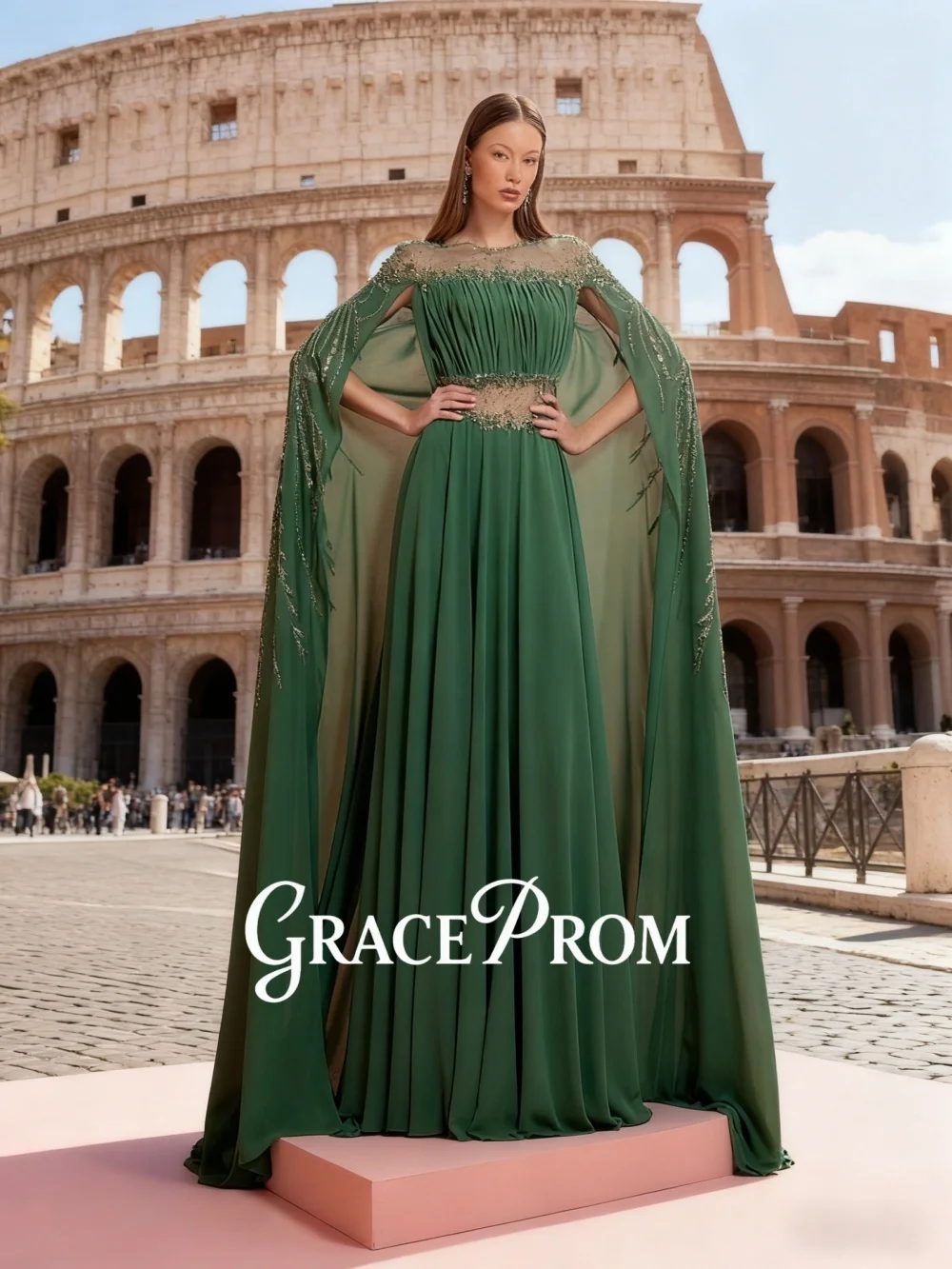 

GraceProm Romantic Sleeveless Evening Dress 2026 Dazzling Embroidered Carpet Gown Trendy Feminine Floor-Length Party Gown فسا