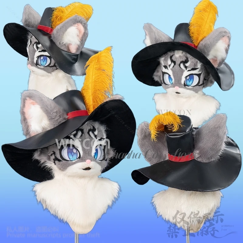 Furrsuit Costume Animale Anime Furry Cosplay Carino Cutecore Pirata Stile Vichingo Cappello Piuma Uniforme Kawaii Dolce Vestito ssi